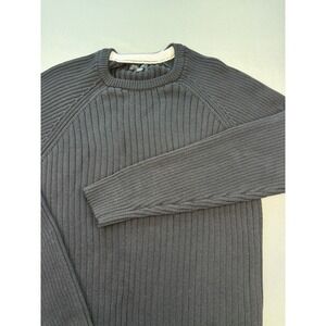 Tahari Men's Black Cotton Blend Cable Knit Crewneck Sweater Size XL‎
